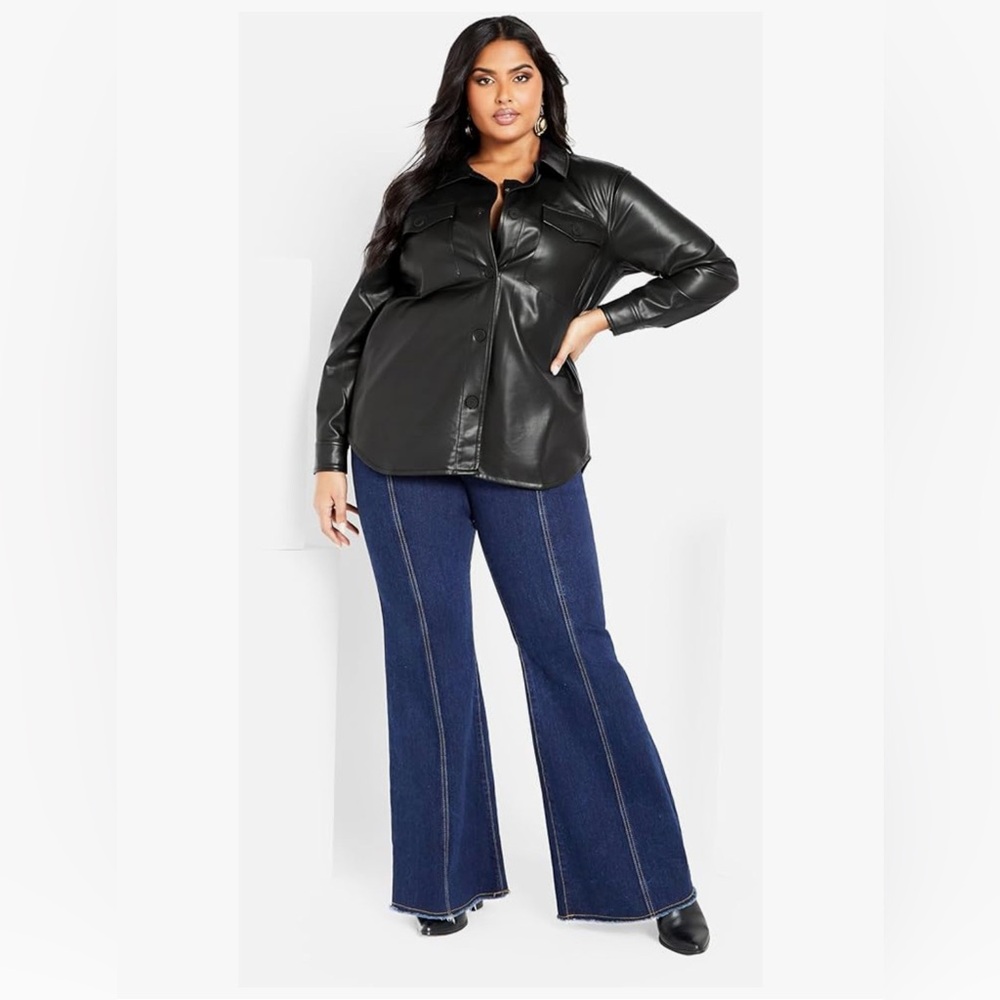 Avenue womens Avenue Plus Size Shacket Tyler Pu - Picture 2 of 9